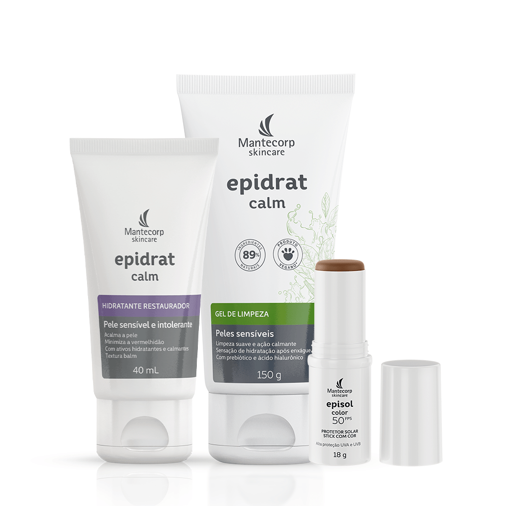 Kit Pele sensível Epidrat Calm Limpeza e Hidratação + Episol Color