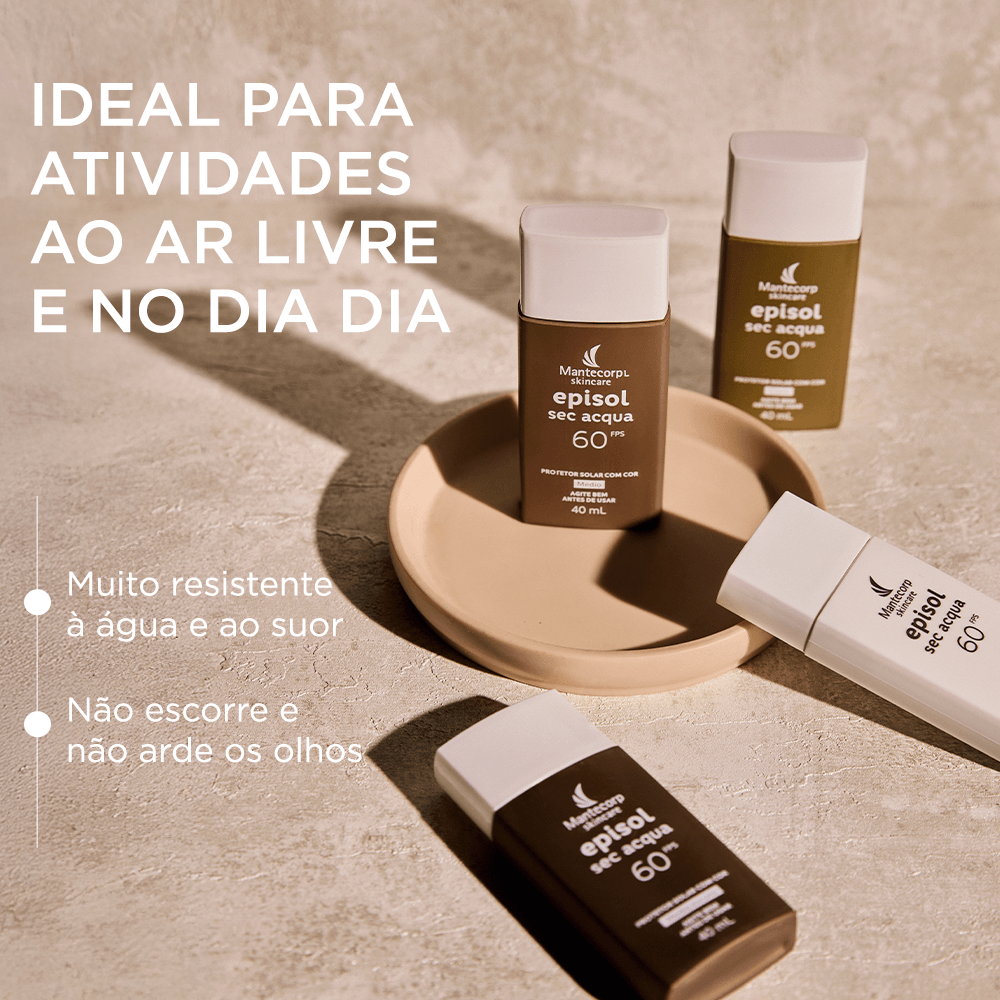 Protetor Solar Facial Episol Sec Acqua Com Cor FPS 60 | Claro - 40ml